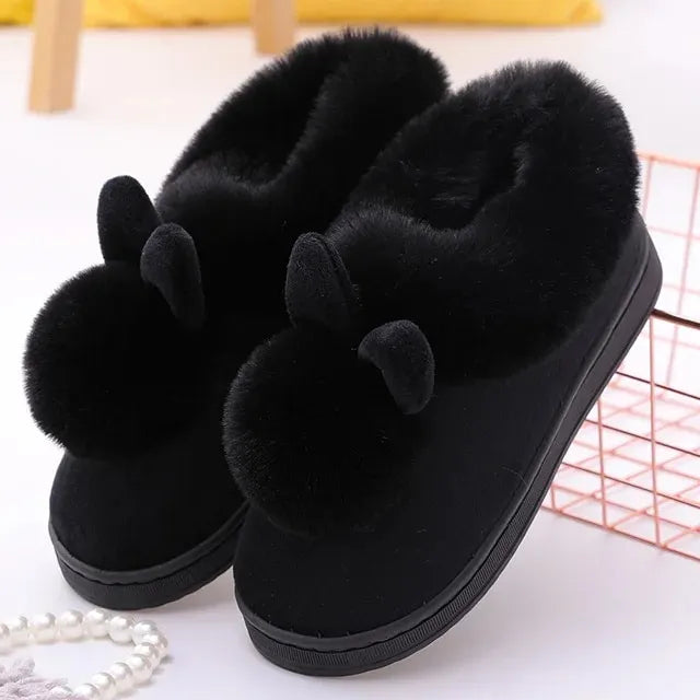 Bottines fourrées avec pompon pour femme