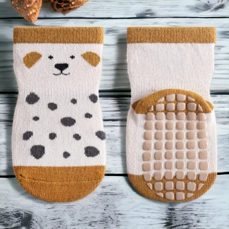 Chaussons chaussettes antidérapantes motifs animaux pour bébé - Lot de 5 paires