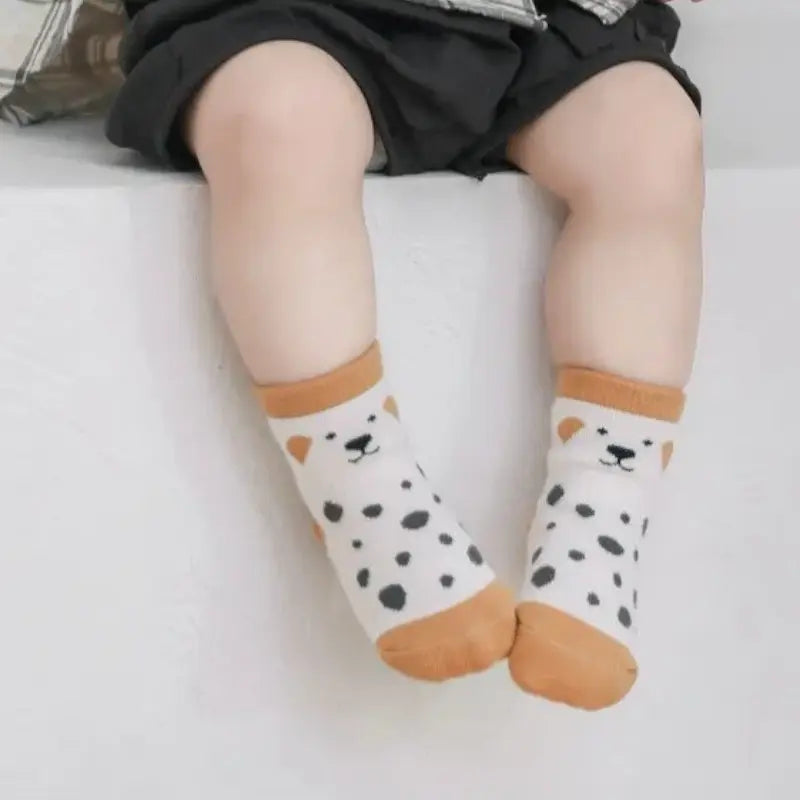 Chaussons chaussettes antidérapantes motifs animaux pour bébé - Lot de 5 paires