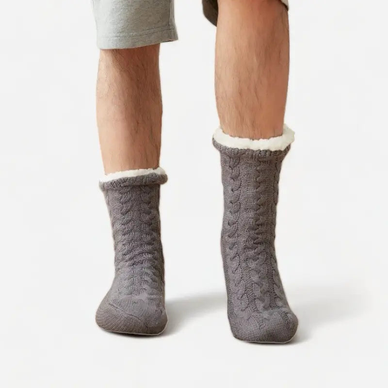 Chaussons chaussettes fourrées pour homme