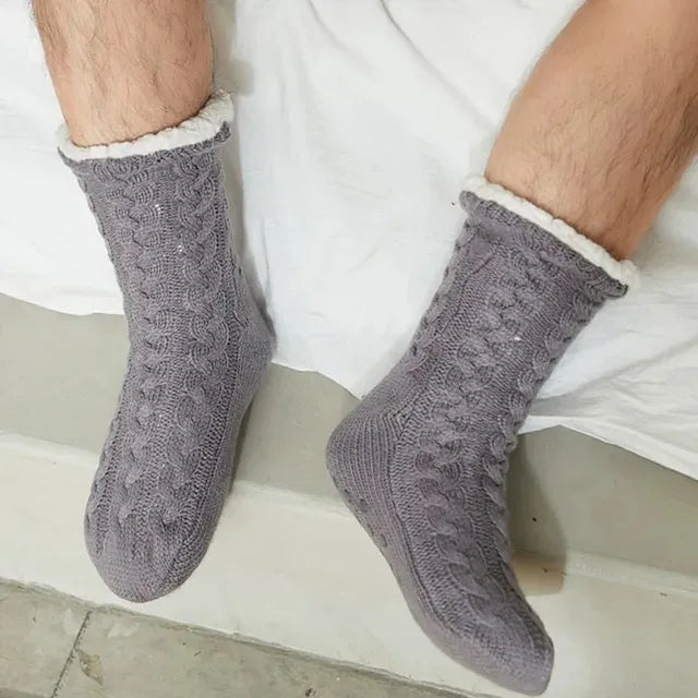 Chaussons chaussettes fourrées pour homme