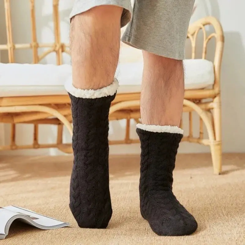 Chaussons chaussettes fourrées pour homme