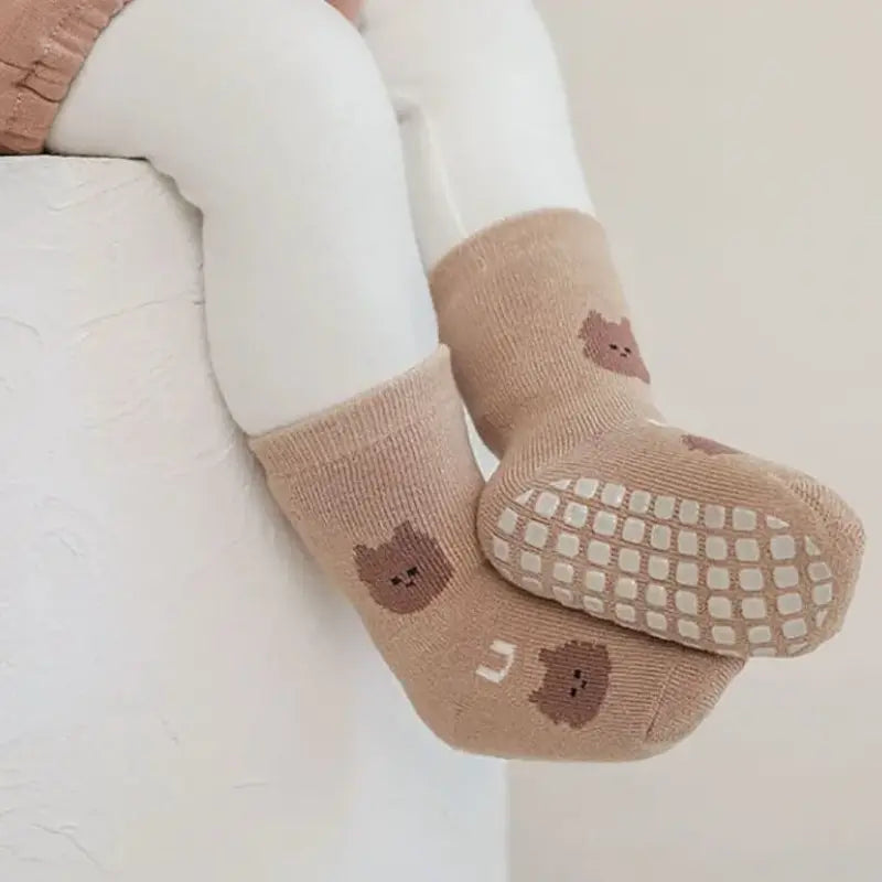 Chaussons chaussettes antidérapantes motifs automnales pour bébé - Lot de 5 paires