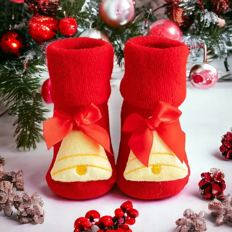 Chaussettes chaussons antidérapants de noël pour bébé