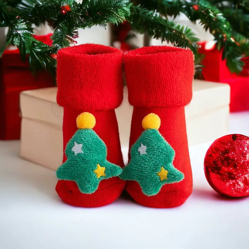 Chaussettes chaussons antidérapants de noël pour bébé