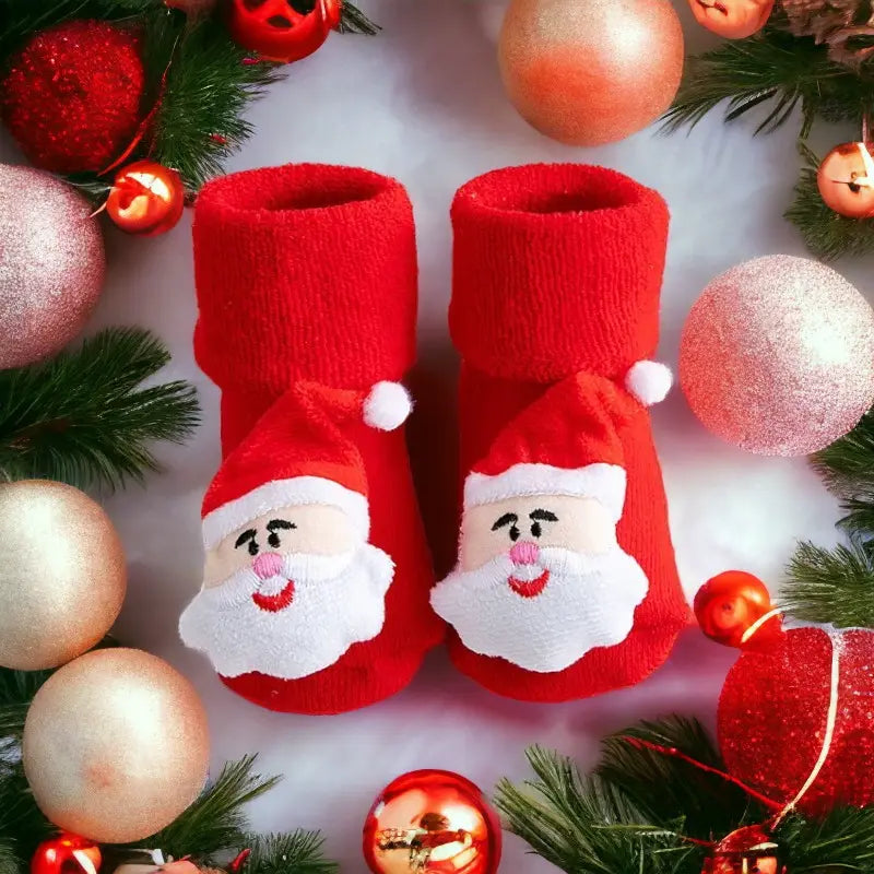 Chaussettes chaussons antidérapants de noël pour bébé