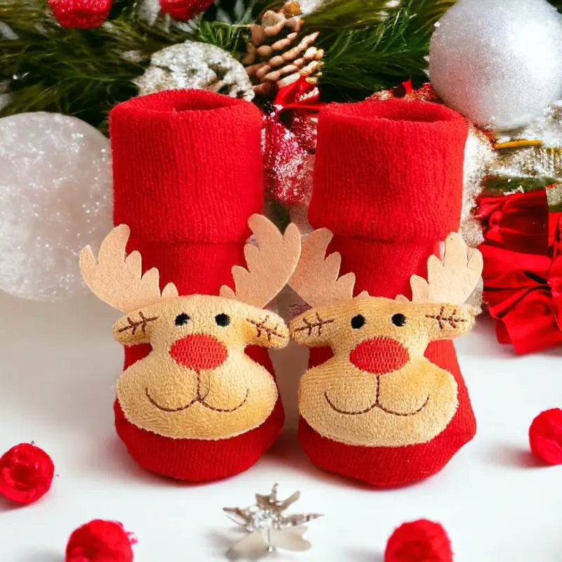 Chaussettes chaussons antidérapants de noël pour bébé