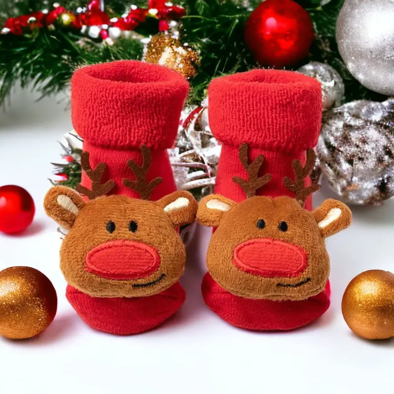 Chaussettes chaussons antidérapants de noël pour bébé