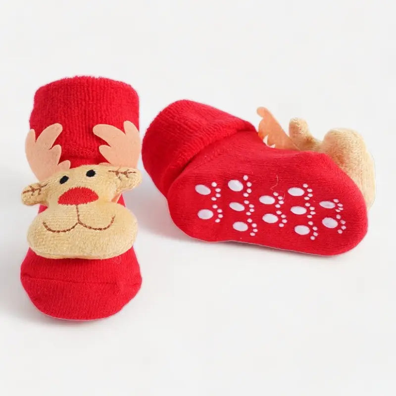 Chaussettes chaussons antidérapants de noël pour bébé