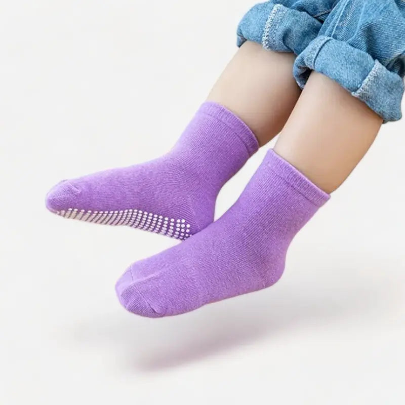 Chaussons chaussettes antidérapantes couleur unie pour bébé - Lot de 6 paires