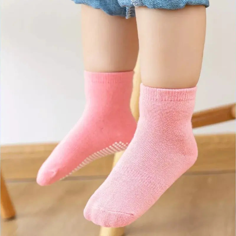 Chaussons chaussettes antidérapantes couleur unie pour bébé - Lot de 6 paires