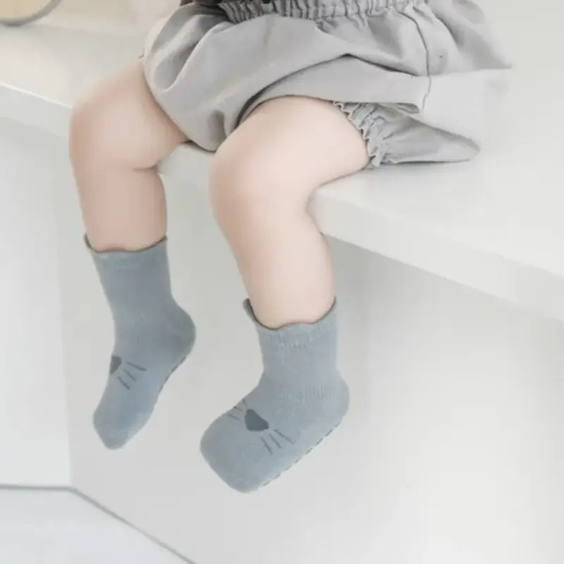 Chaussons chaussettes antidérapantes motifs têtes animaux pour bébé - Lot de 5 paires