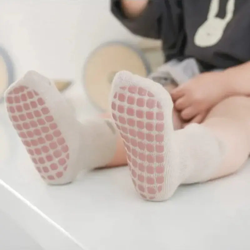 Chaussons chaussettes antidérapantes motifs têtes animaux pour bébé - Lot de 5 paires