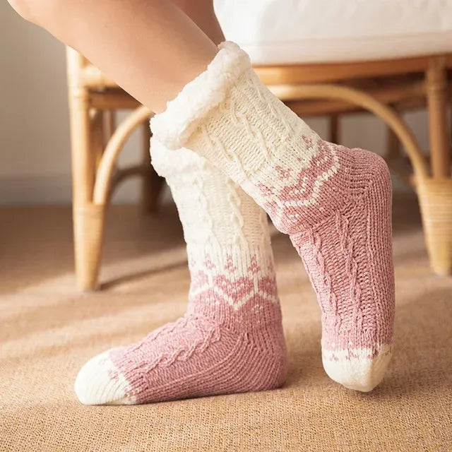 Chaussons chaussettes fourrées à motifs