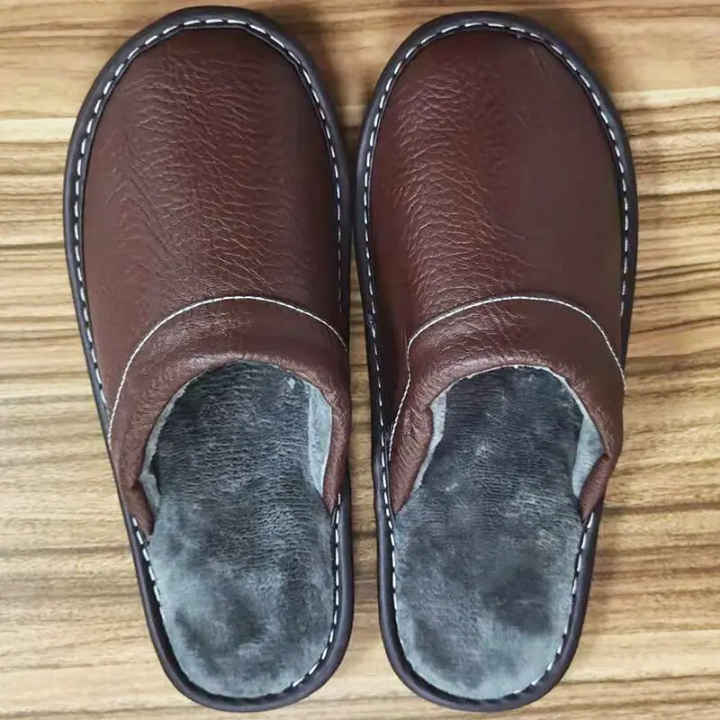 Mules élégantes chaudes en cuir