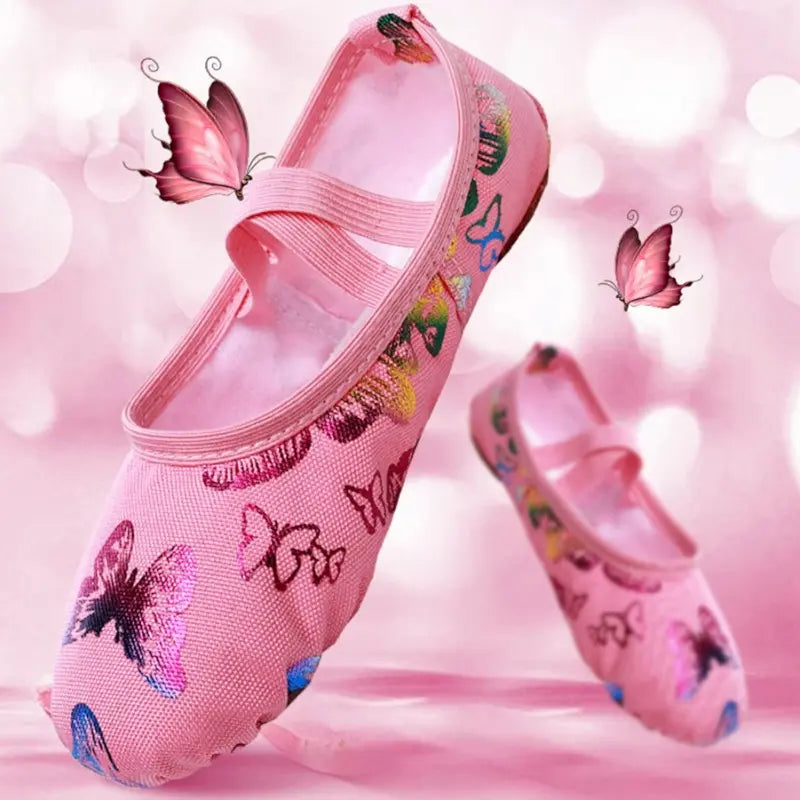 Chaussons de danse souples "papillon" pour enfant