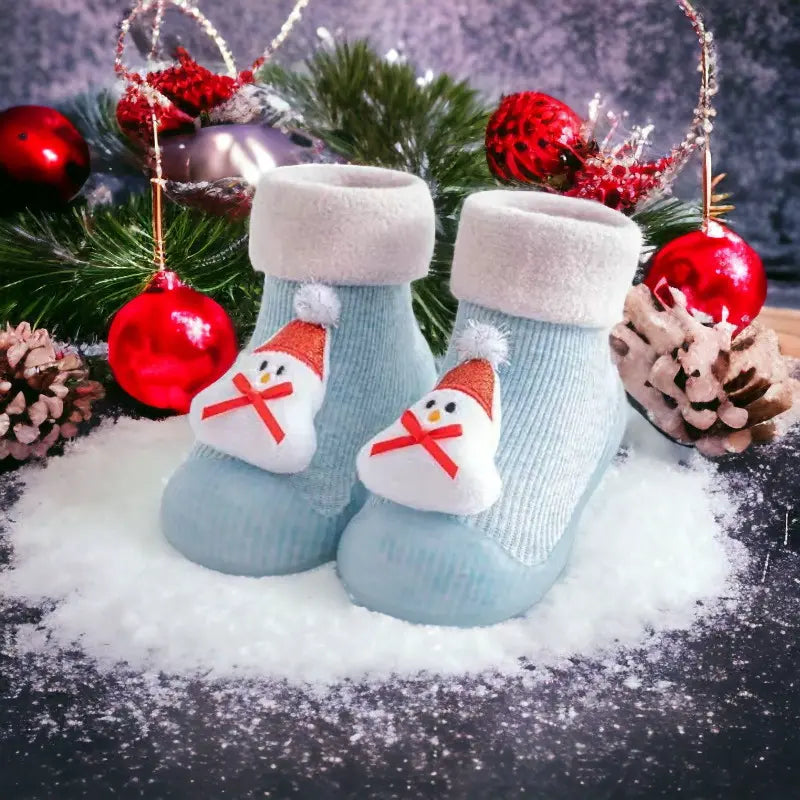 Chaussons chaussettes de noël à semelle rigide pour bébé