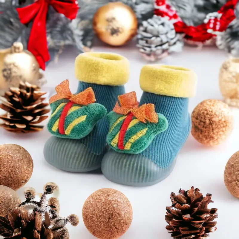 Chaussons chaussettes de noël à semelle rigide pour bébé