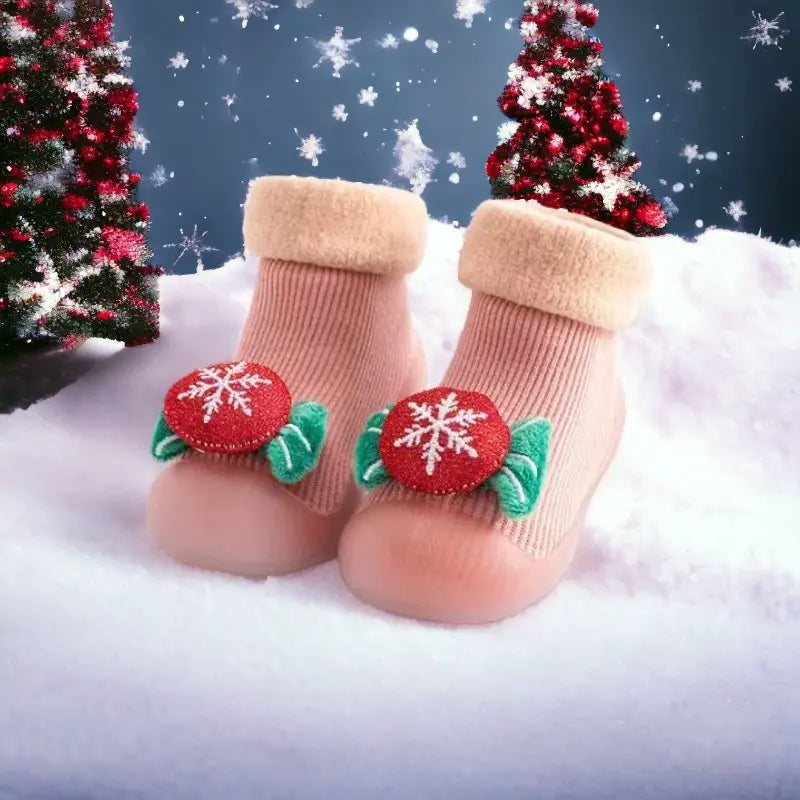 Chaussons chaussettes de noël à semelle rigide pour bébé