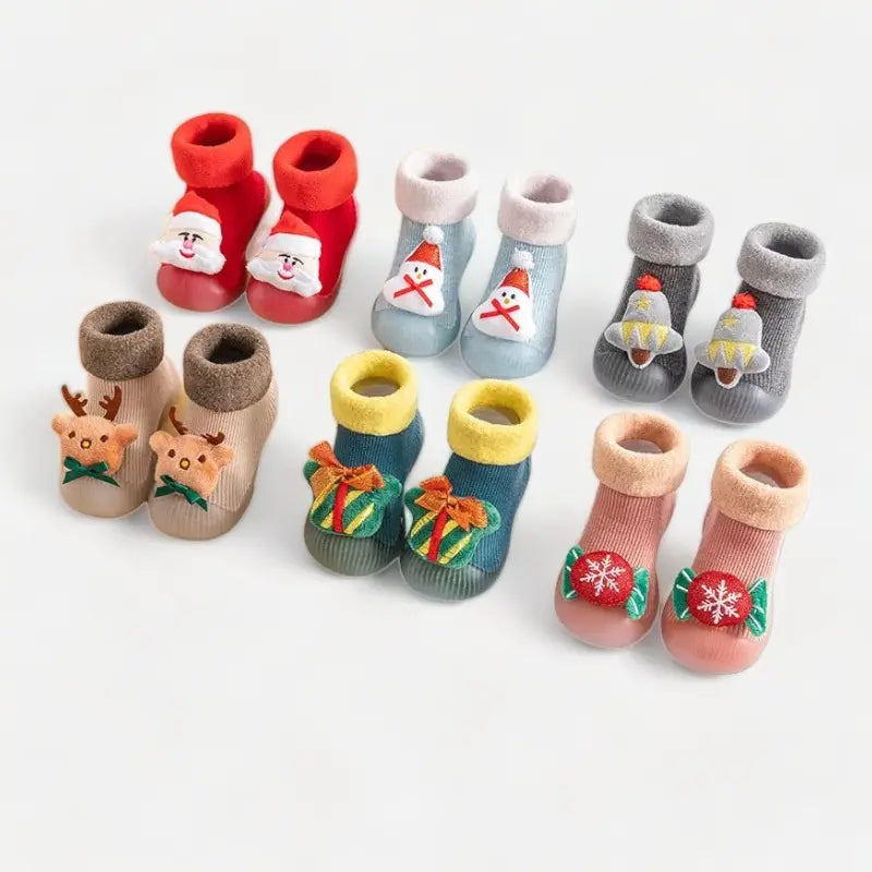 Chaussons chaussettes de noël à semelle rigide pour bébé