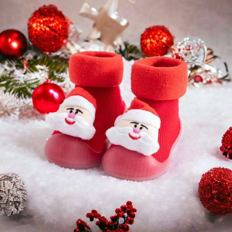 Chaussons chaussettes de noël à semelle rigide pour bébé