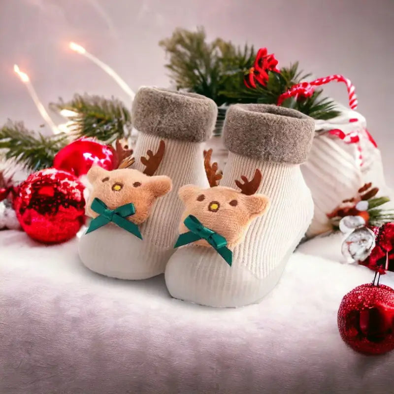 Chaussons chaussettes de noël à semelle rigide pour bébé